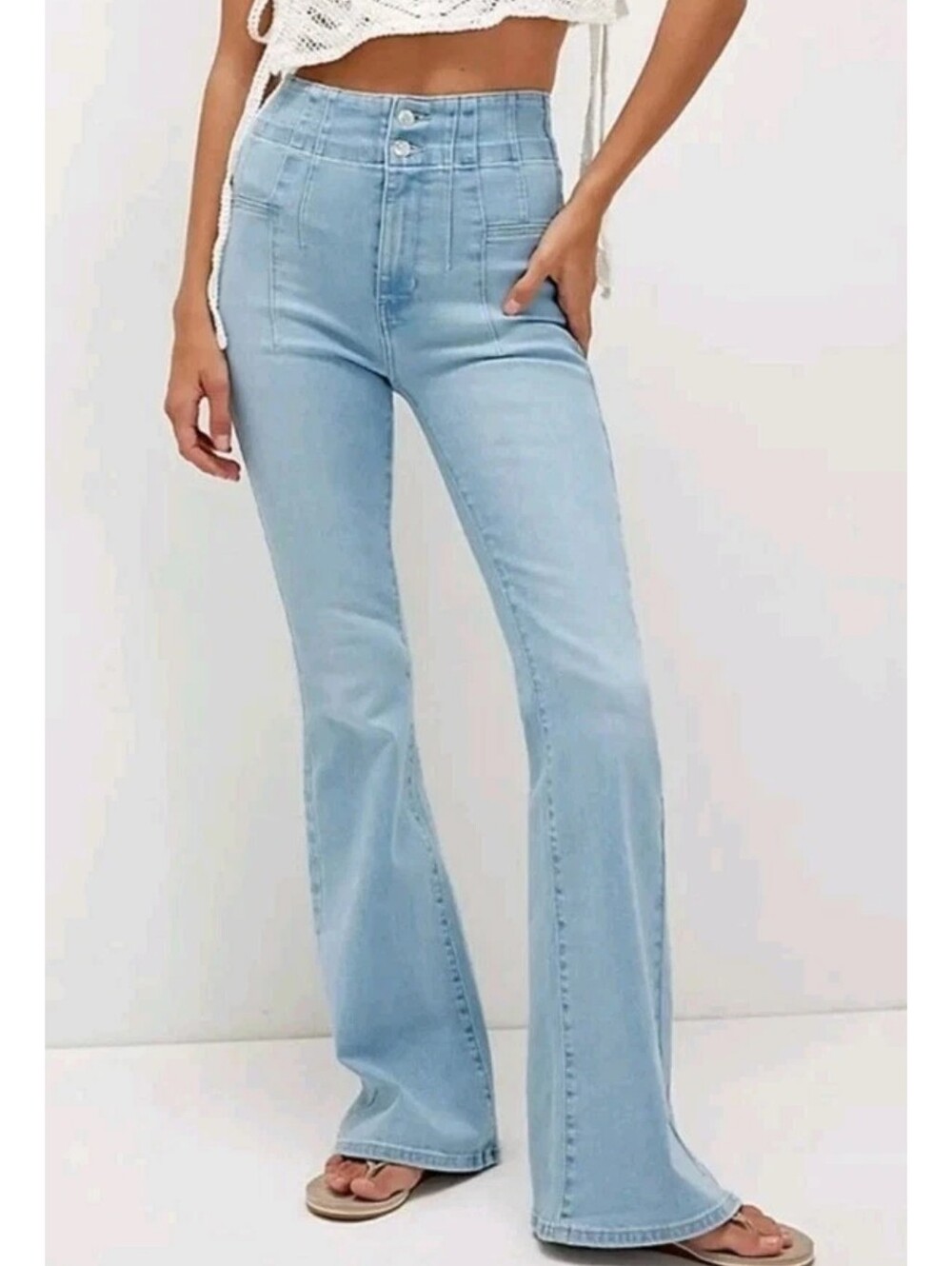 We The Free Jayde High-Rise Light Blue Flare Women's Jeans Size 32